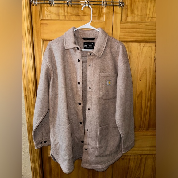 Carhartt Tops - Carhartt Women’s loose fit brushed fleece shirt jacket, Mink colored, size Large